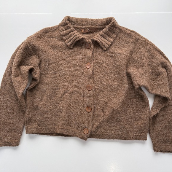Stilonoir Sweaters - STILONOIR Short Cardigan Button Sweater Womens M? Brown Wool/Alpaca Blend Italy